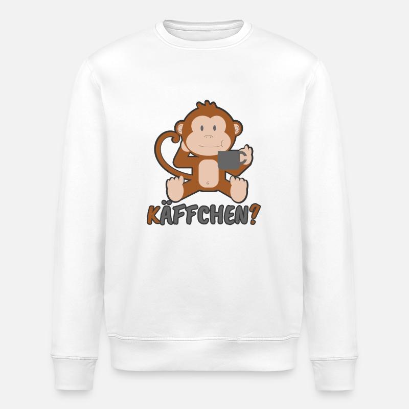 Cadeau de singe käffchen - Sweat bio ROLLER Stanley/Stella Unisexe - blanc