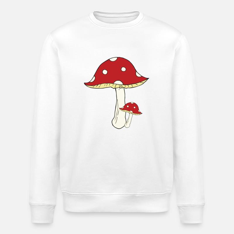 Toadstool big and small - Stanley/Stella ROLLER Unisex Organic Sweatshirt - white