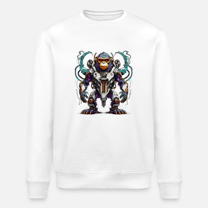 Cyber Singe - Sweat bio ROLLER Stanley/Stella Unisexe - blanc