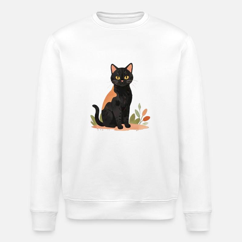 Schwarz-braune Katze - Stanley/Stella Unisex Bio-Sweatshirt ROLLER - Weiß