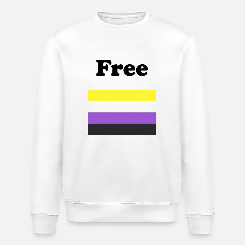 Drapeau non binaire gratuit - Sweat bio ROLLER Stanley/Stella Unisexe - blanc