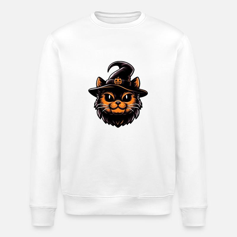 Spooky Kitty - Stanley/Stella ROLLER Unisex Organic Sweatshirt - white