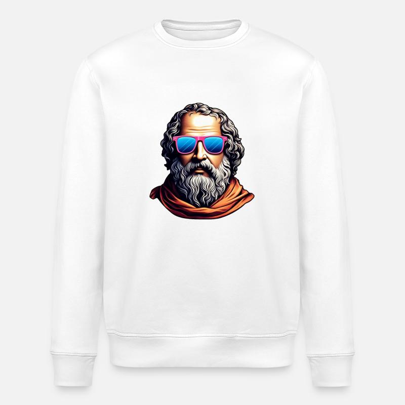 Retro Philosoph Büste - Stanley/Stella Unisex Bio-Sweatshirt ROLLER - Weiß