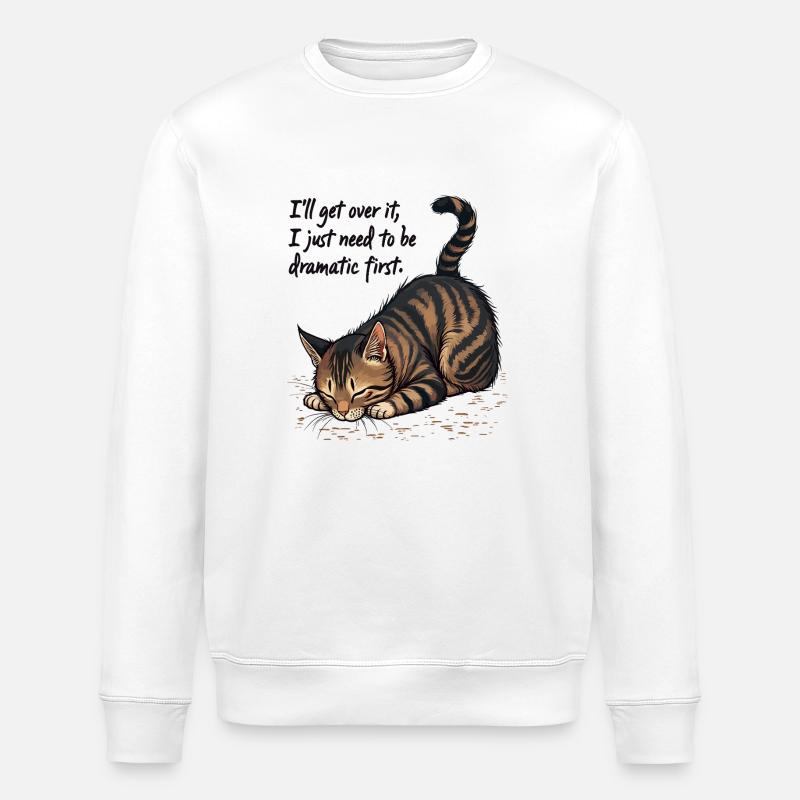 Dramatic Cat - Stanley/Stella ROLLER Unisex Organic Sweatshirt - white