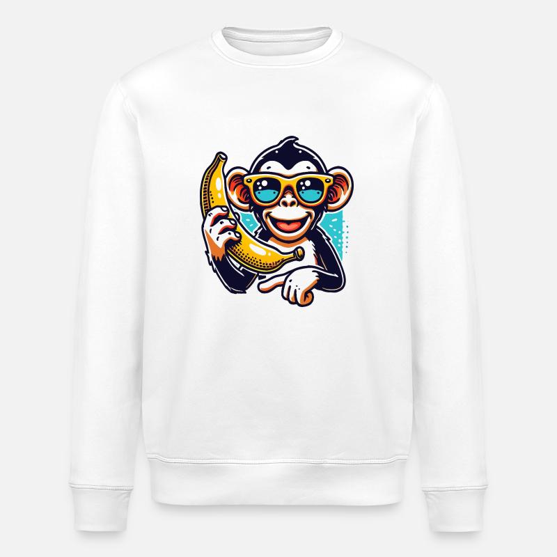 Monkey - Stanley/Stella ROLLER Unisex Organic Sweatshirt - white