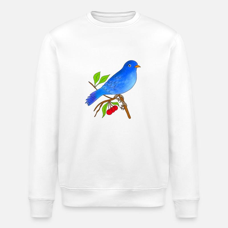 Blue bird - Stanley/Stella ROLLER Unisex Organic Sweatshirt - white