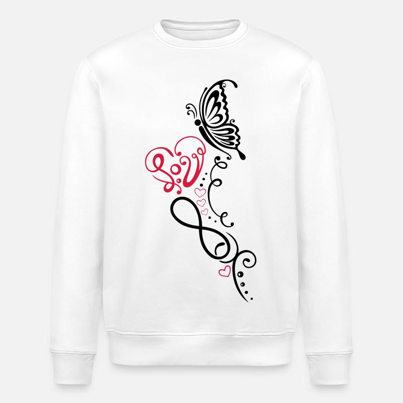 Herz mit Schmetterling, infinity - Stanley/Stella Unisex Bio-Sweatshirt ROLLER - Weiß