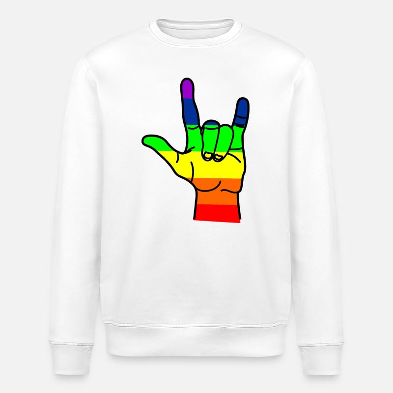 Regenbogen Hand Respekt - Stanley/Stella Unisex Bio-Sweatshirt ROLLER - Weiß