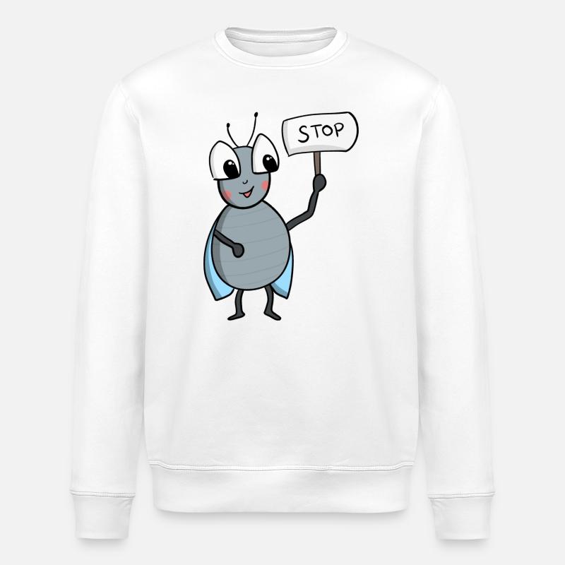 Fliege mit STOP Schild - Stanley/Stella Unisex Bio-Sweatshirt ROLLER - Weiß
