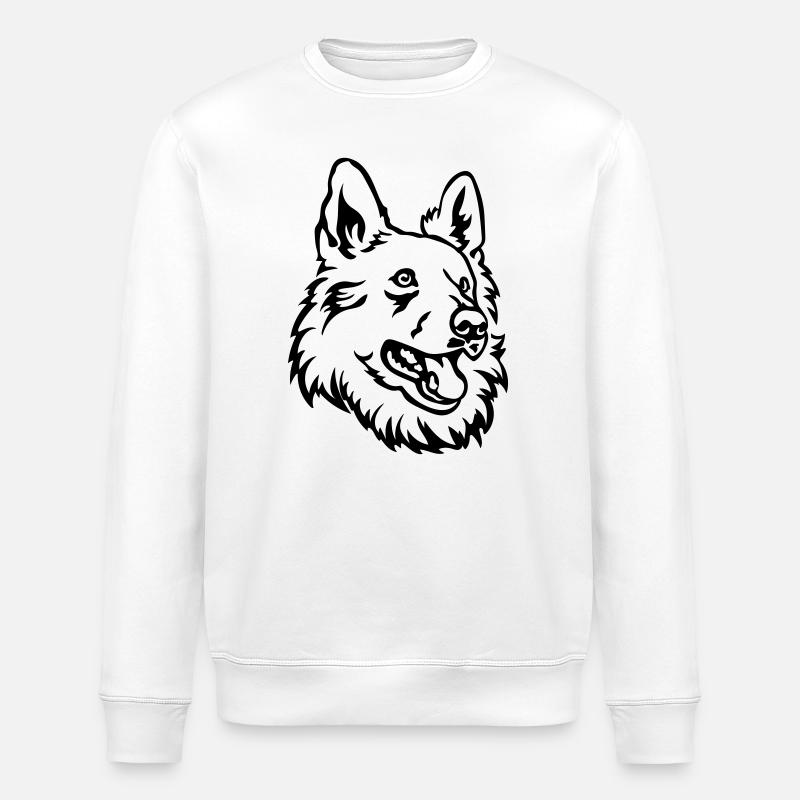 Schweizer Schäferhund Kopf - Stanley/Stella Unisex Bio-Sweatshirt ROLLER - Weiß