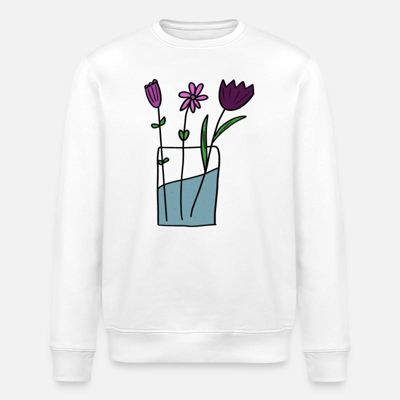 Blumen im Tontopf Design - Stanley/Stella Unisex Bio-Sweatshirt ROLLER - Weiß