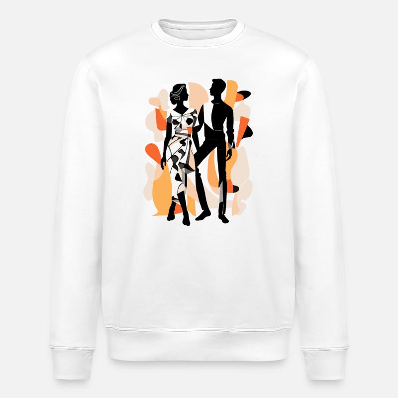 Abstrakte Kunst Mann und Frau - Stanley/Stella Unisex Bio-Sweatshirt ROLLER - Weiß