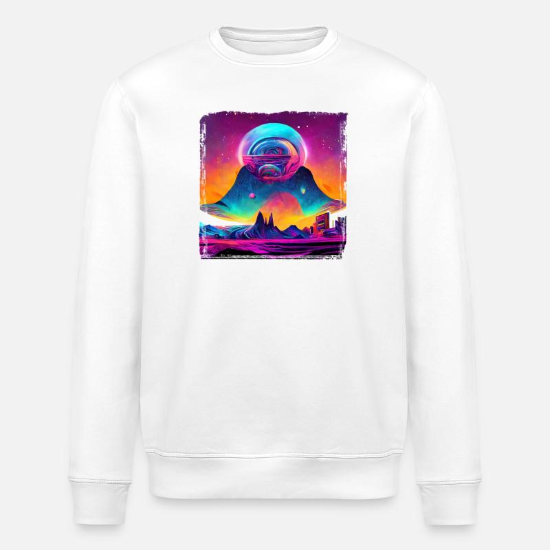 Fantaisie spatiale - Sweat bio ROLLER Stanley/Stella Unisexe - blanc