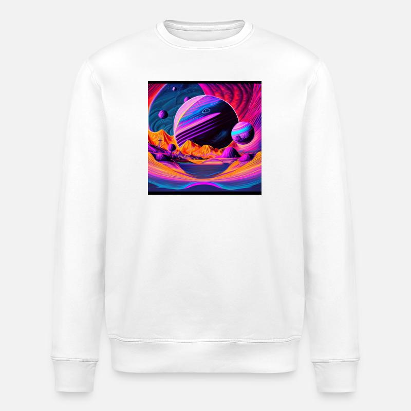 Fantaisie spatiale - Sweat bio ROLLER Stanley/Stella Unisexe - blanc