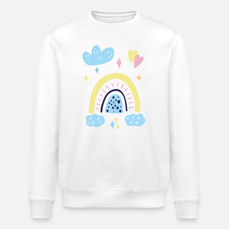 Pastellfarbene Regenbogen-Traumlandschaft - Stanley/Stella Unisex Bio-Sweatshirt ROLLER - Weiß