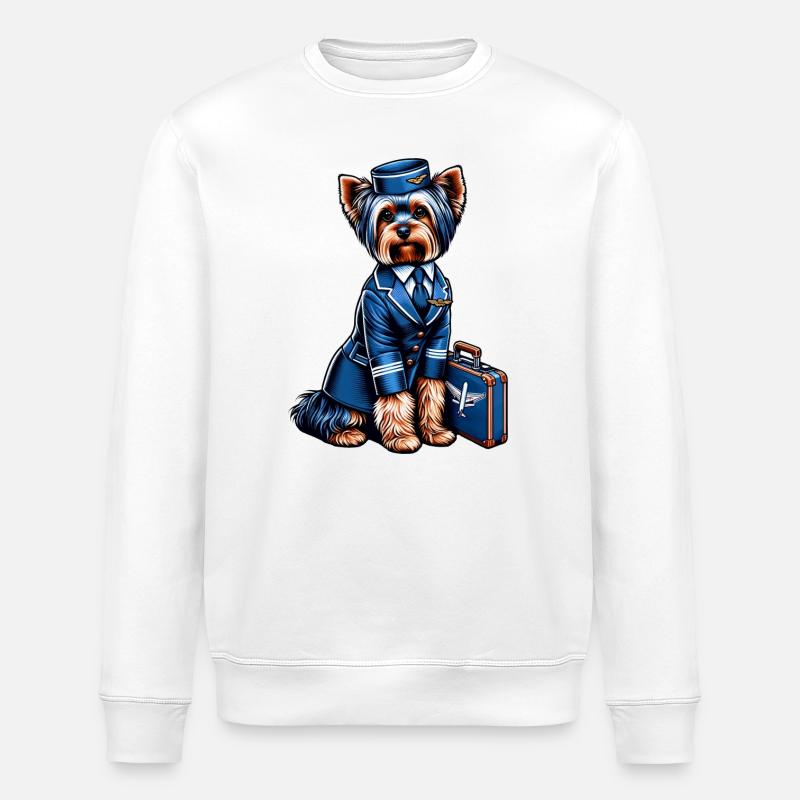 Yorkshire Terrier Stewardess - Stanley/Stella Unisex Bio-Sweatshirt ROLLER - Weiß