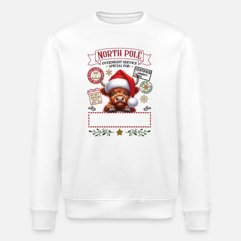 Nikolaussack mit Highlandrind - Stanley/Stella Unisex Bio-Sweatshirt ROLLER - Weiß