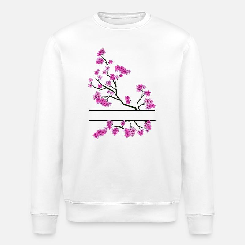Blossom Branch with Namespace - Stanley/Stella ROLLER Unisex Organic Sweatshirt - white