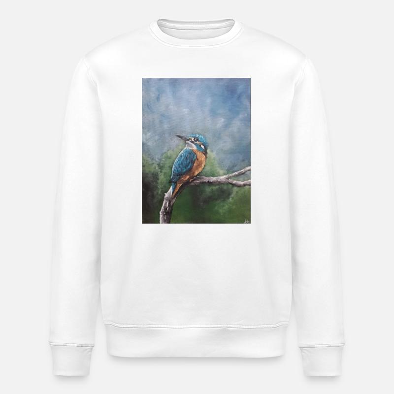 Lebendiger Eisvogel auf Ast Kunstwerk - Stanley/Stella Unisex Bio-Sweatshirt ROLLER - Weiß
