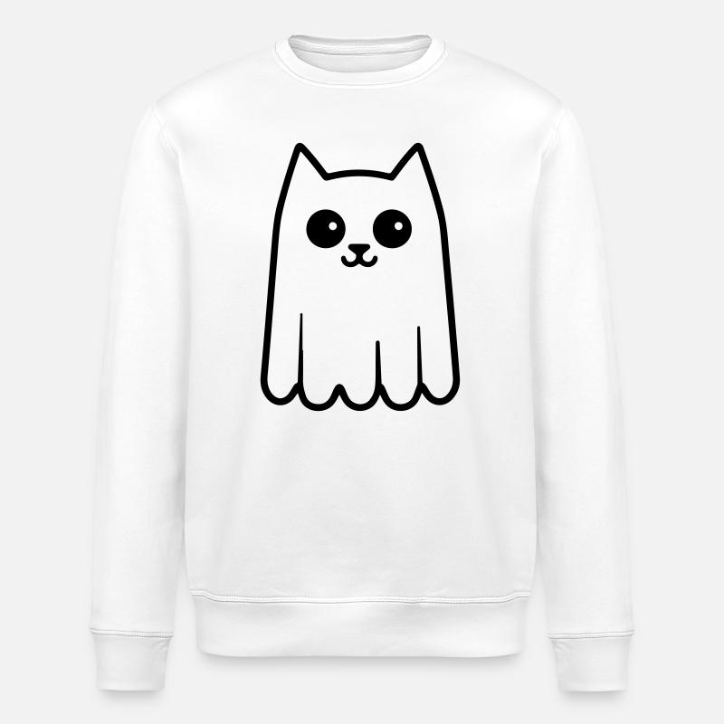 Cat Ghost - Stanley/Stella ROLLER Unisex Organic Sweatshirt - white