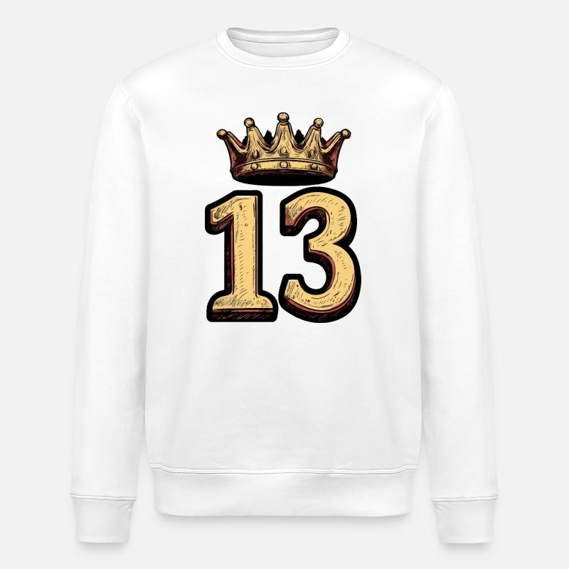 13 Zahl Krone - Stanley/Stella Unisex Bio-Sweatshirt ROLLER - Weiß