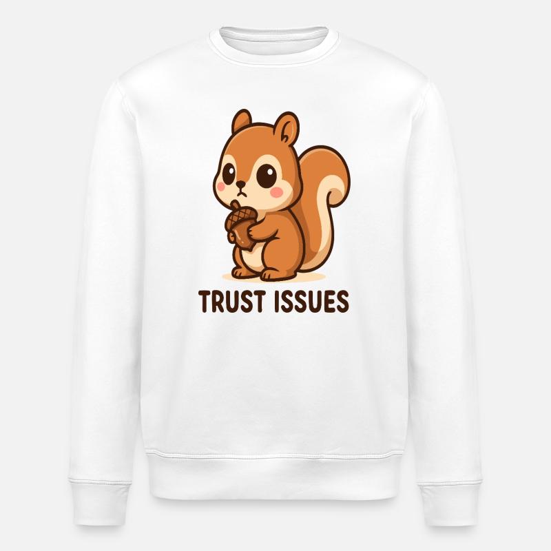 Squirrels with Trust Issues - Stanley/Stella ROLLER Unisex Organic Sweatshirt - white