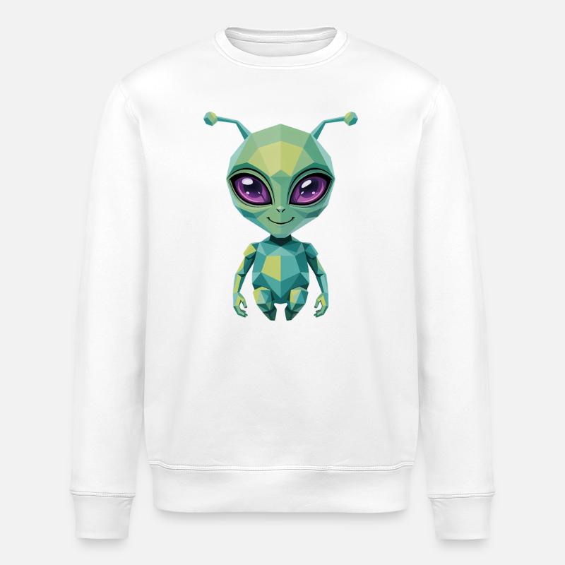 Alien - Cooles Low-Poly-Logo - Stanley/Stella Unisex Bio-Sweatshirt ROLLER - Weiß