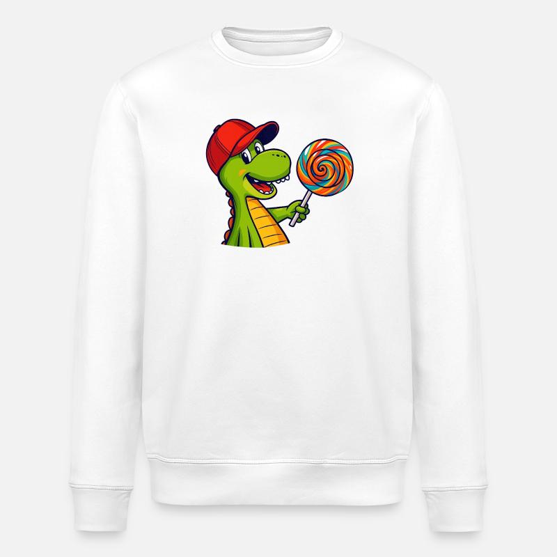 Bunter_Dinosaur_mit_Lutscher - Stanley/Stella Unisex Bio-Sweatshirt ROLLER - Weiß