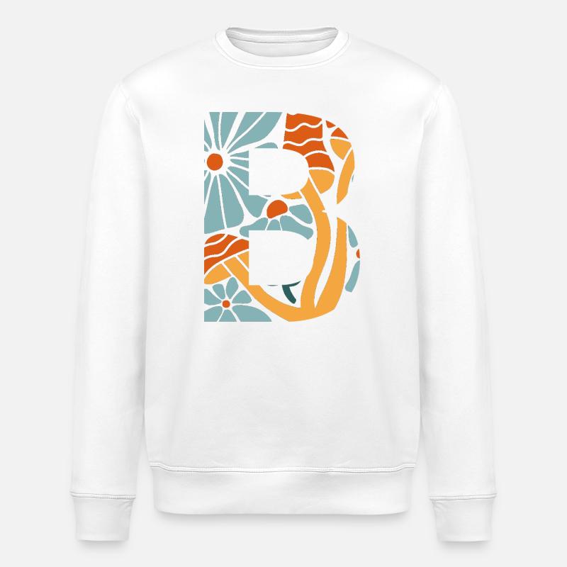 Buchstabe b groovige Blumen Geschenkidee - Stanley/Stella Unisex Bio-Sweatshirt ROLLER - Weiß