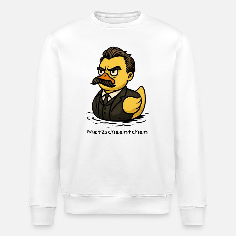 Nietzscheentchen - Nietzsche als Badeente - Stanley/Stella Unisex Bio-Sweatshirt ROLLER - Weiß