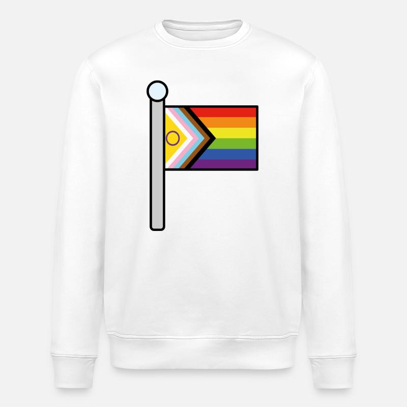 Inclusive Progress Pride flag pole - Stanley/Stella ROLLER Unisex Organic Sweatshirt - white