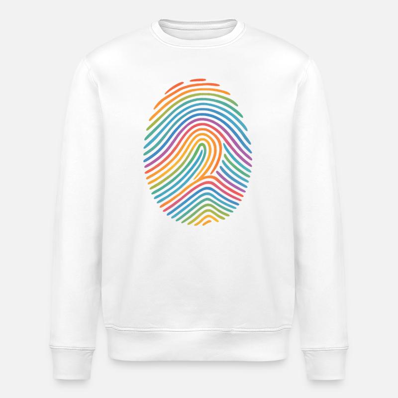 Rainbow Fingerprint Pattern | Diversity - Stanley/Stella ROLLER Unisex Organic Sweatshirt - white