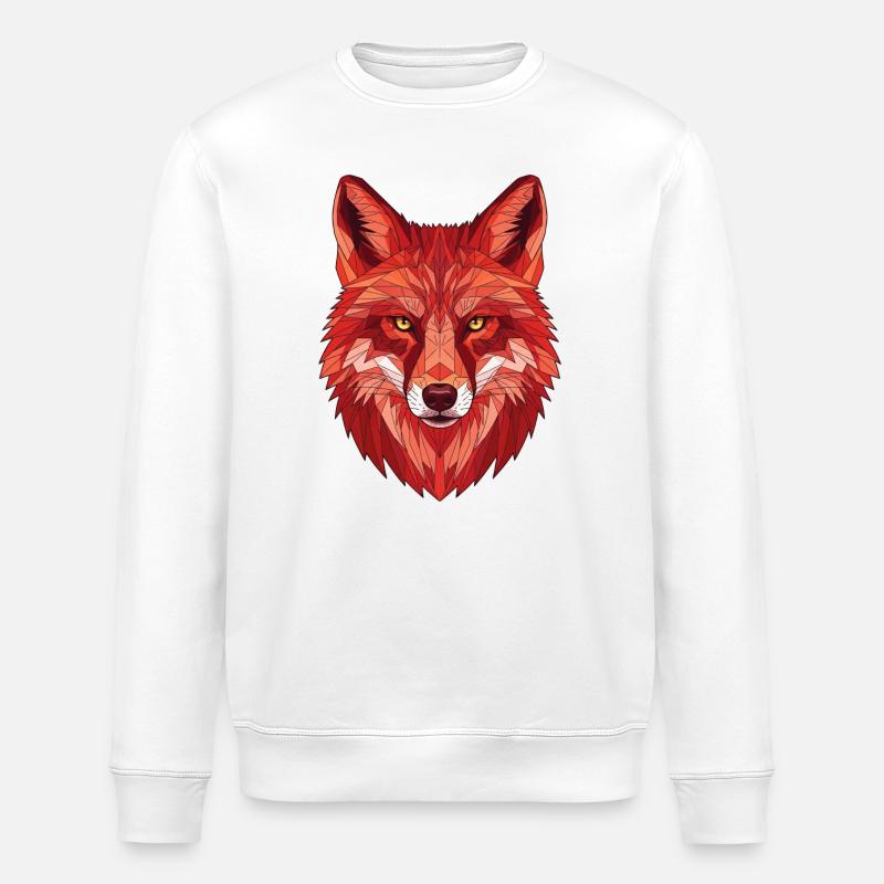 Polygonal Fox Head - Stanley/Stella ROLLER Unisex Organic Sweatshirt - white
