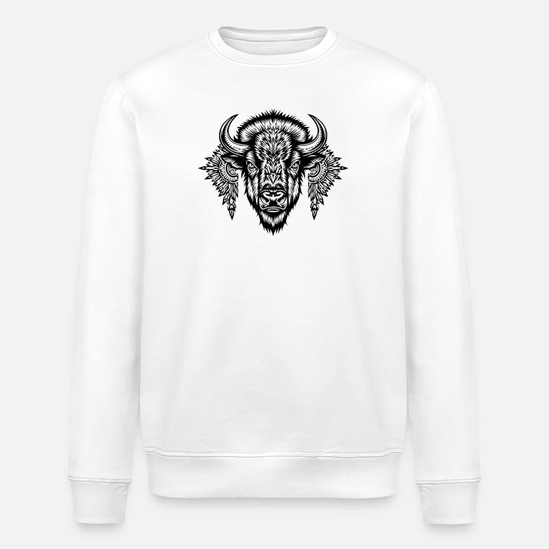 Glyphe ornemental du bison - Sweat bio ROLLER Stanley/Stella Unisexe - blanc