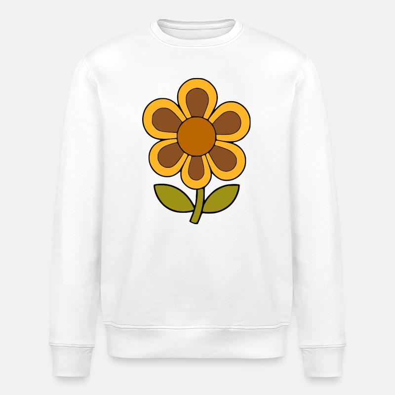 70er Jahre Blume Muster Retro - Stanley/Stella Unisex Bio-Sweatshirt ROLLER - Weiß