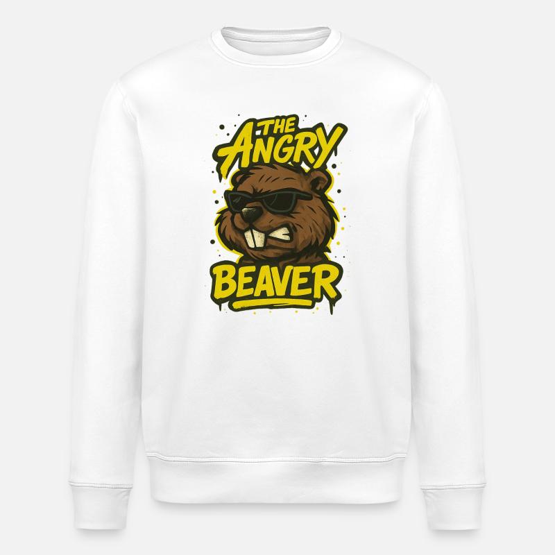 Le castor en colère - Sweat bio ROLLER Stanley/Stella Unisexe - blanc