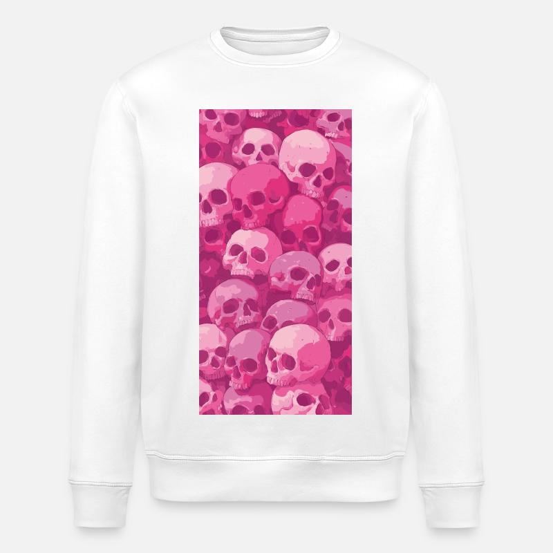 Pink Skull Pattern - Stanley/Stella ROLLER Unisex Organic Sweatshirt - white