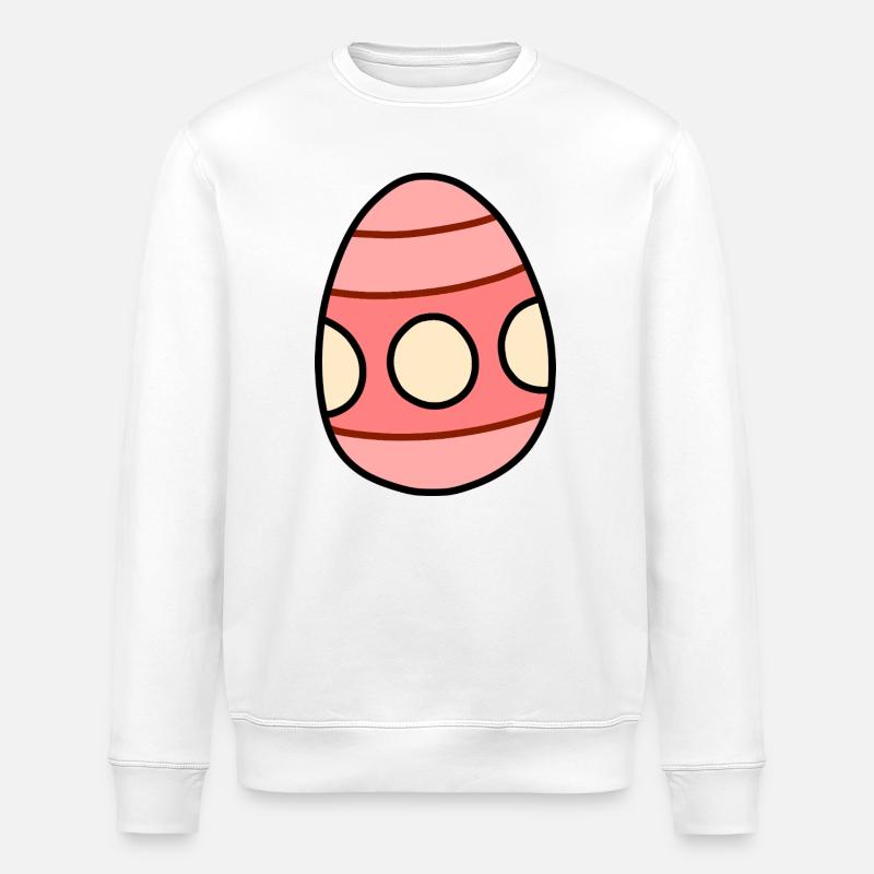 Pastel Striped Easter Egg - Stanley/Stella ROLLER Unisex Organic Sweatshirt - white