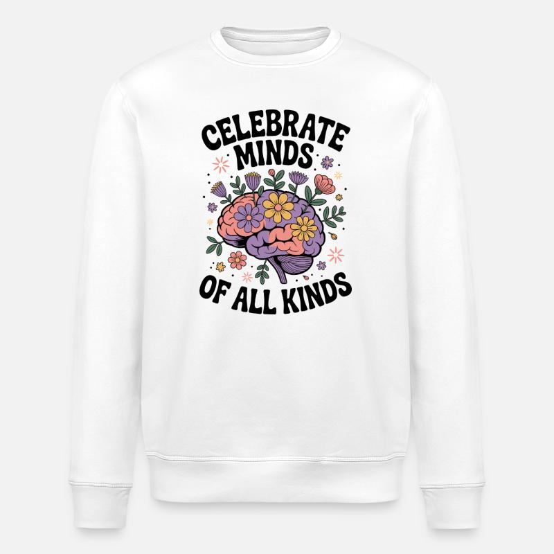 Neurodivergent Brain – Fleur TDAH & Autisme - Sweat bio ROLLER Stanley/Stella Unisexe - blanc
