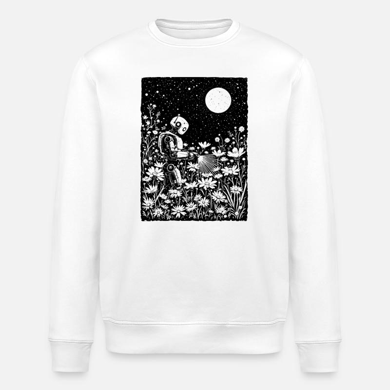 Robot arrosant des fleurs lumineuses - Sweat bio ROLLER Stanley/Stella Unisexe - blanc