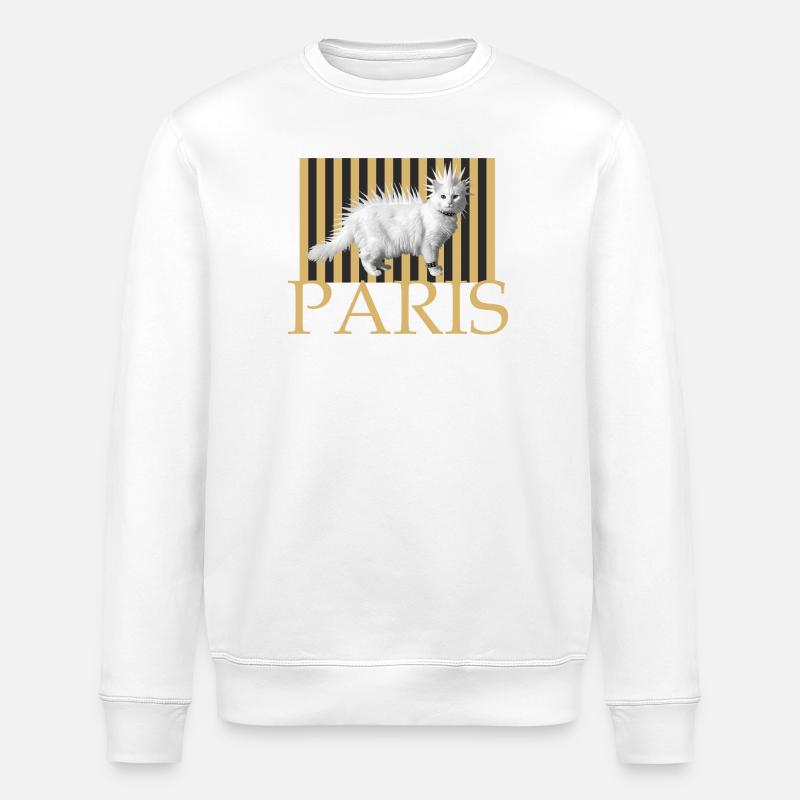Paris Punk Chat Cheveux Longs - Sweat bio ROLLER Stanley/Stella Unisexe - blanc