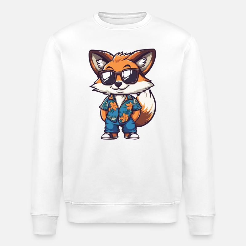 Fuchs Comic Urlaub - Stanley/Stella Unisex Bio-Sweatshirt ROLLER - Weiß