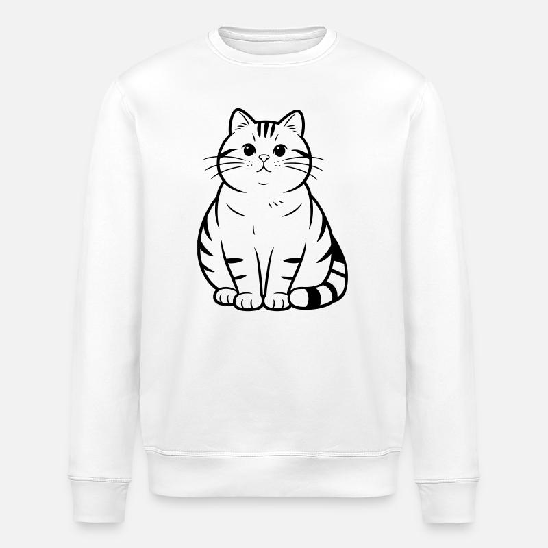 fat cute cat - Stanley/Stella ROLLER Unisex Organic Sweatshirt - white