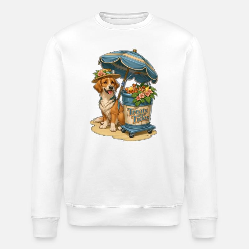 Treats Over Tides Strandhund-Design - Stanley/Stella Unisex Bio-Sweatshirt ROLLER - Weiß