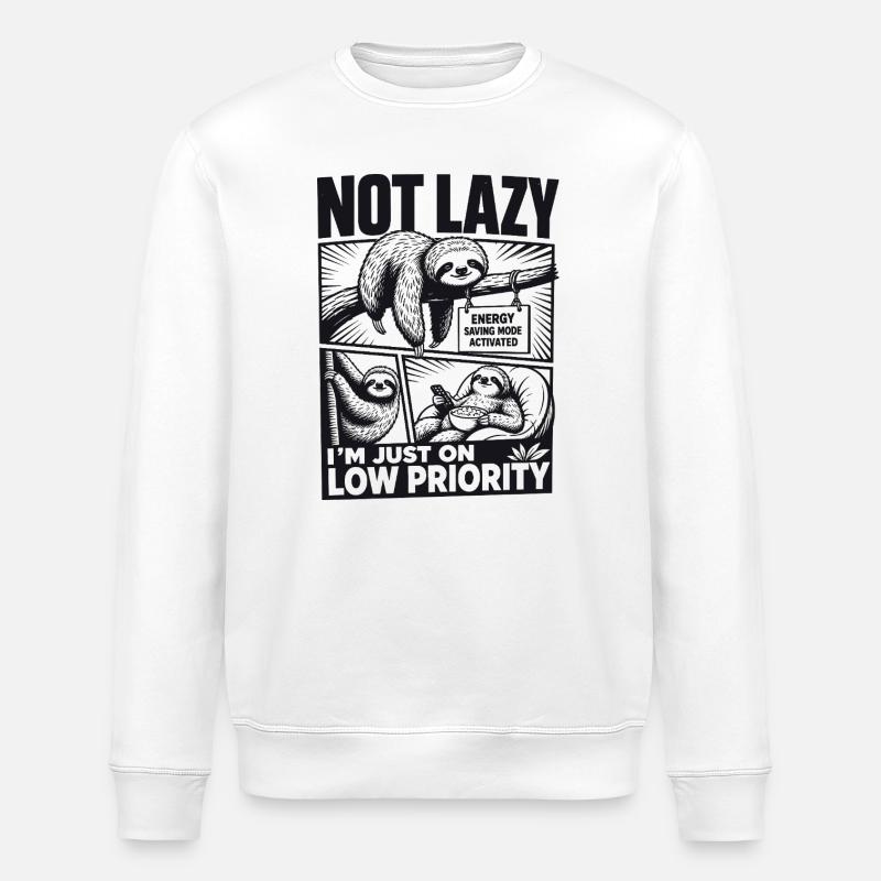 Not Lazy Low Priority Sloth - Stanley/Stella Unisex Bio-Sweatshirt ROLLER - Weiß