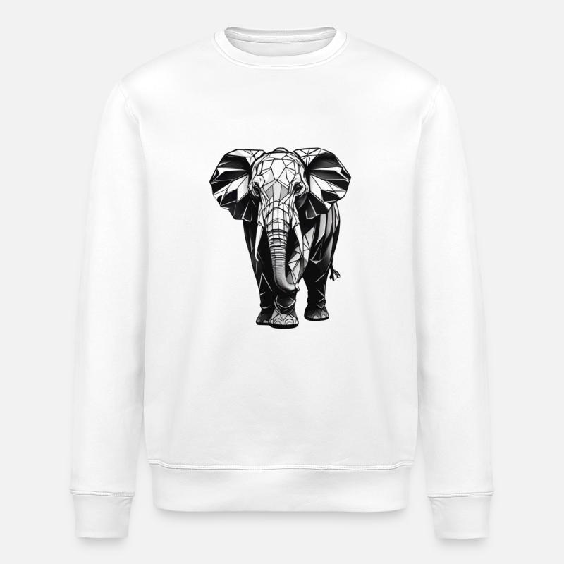 éléphant style géométrique - Sweat bio ROLLER Stanley/Stella Unisexe - blanc