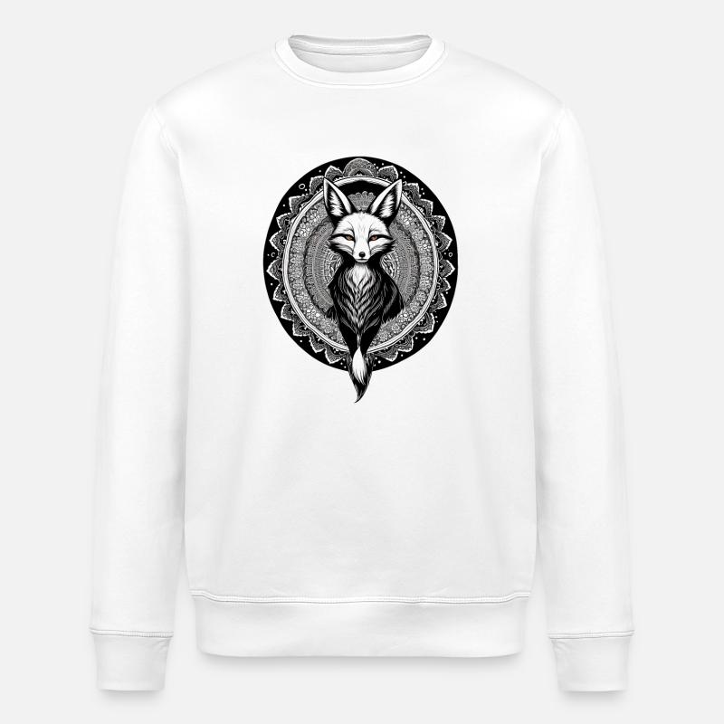 Fox Mandala Drawing Foxes - Stanley/Stella ROLLER Unisex Organic Sweatshirt - white