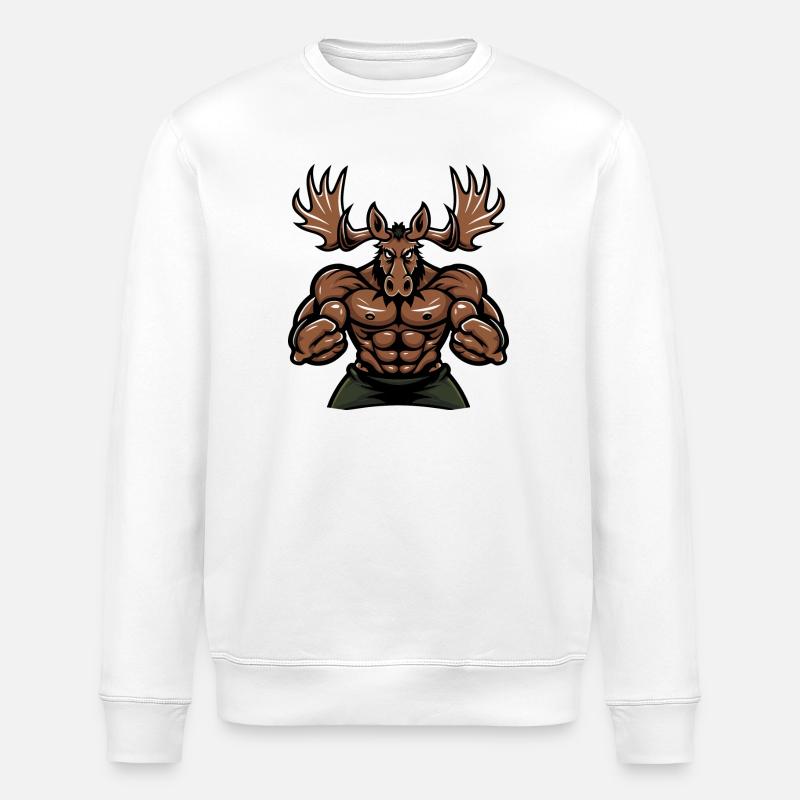 Elch Comic - Stanley/Stella Unisex Bio-Sweatshirt ROLLER - Weiß