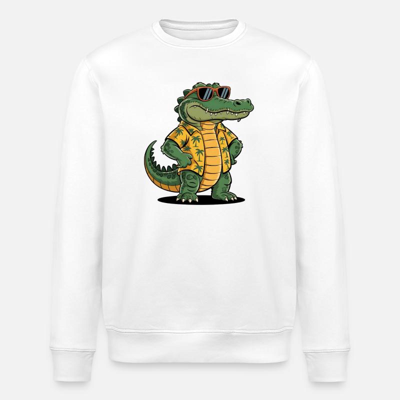 Alligator Lustiger Sommer - Stanley/Stella Unisex Bio-Sweatshirt ROLLER - Weiß
