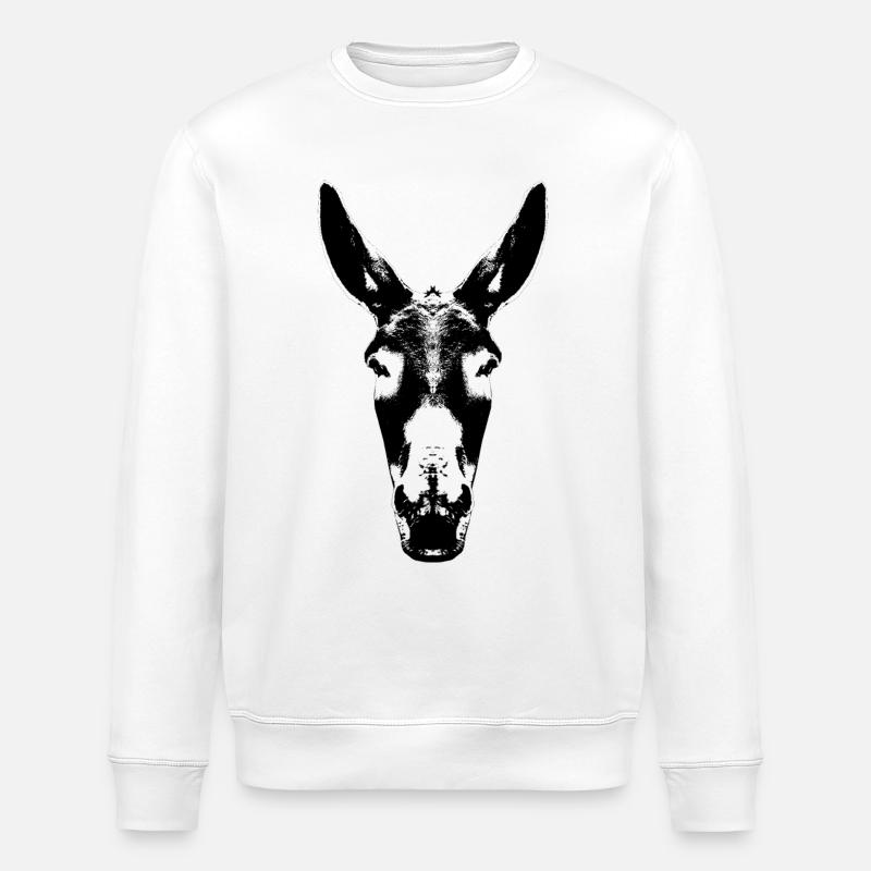 Esel / Kopf / Maultier / Head - Stanley/Stella Unisex Bio-Sweatshirt ROLLER - Weiß